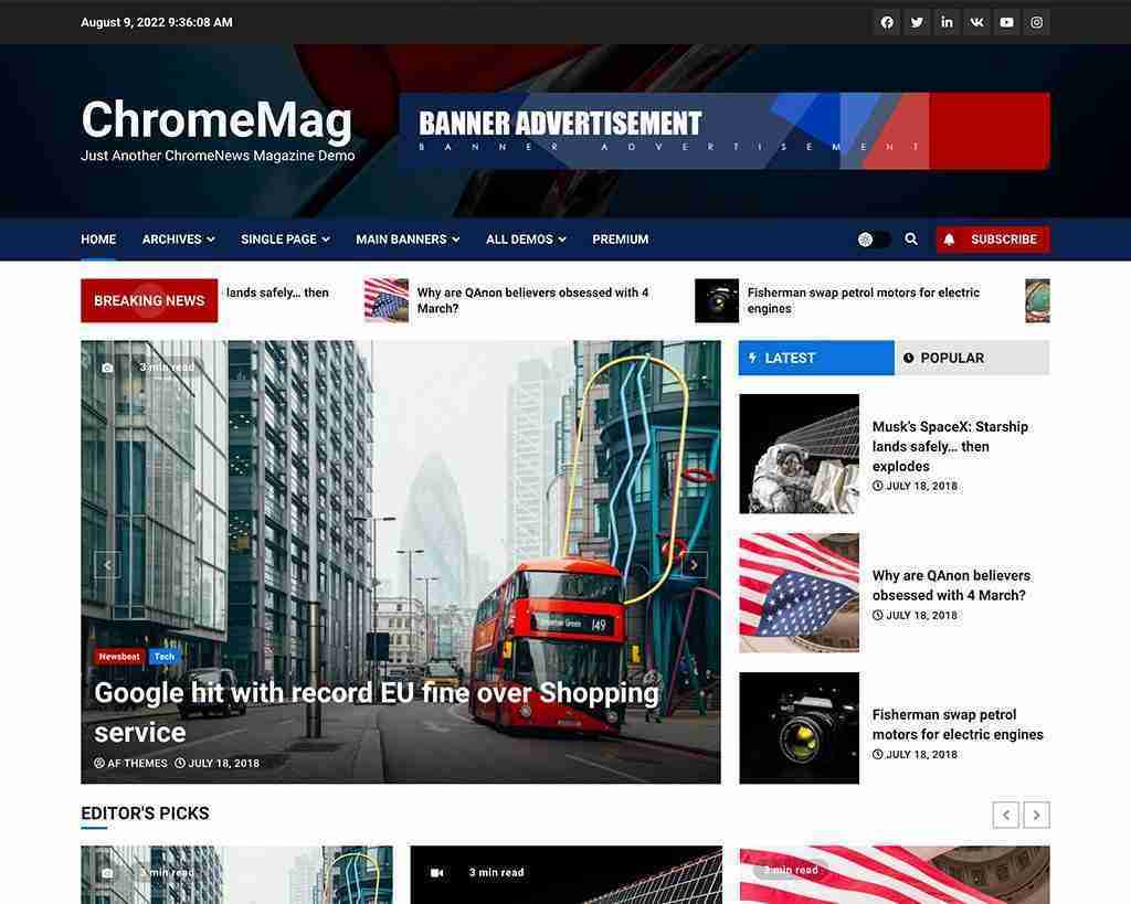 ChromeTag 適合新聞、博客和雜志的主題